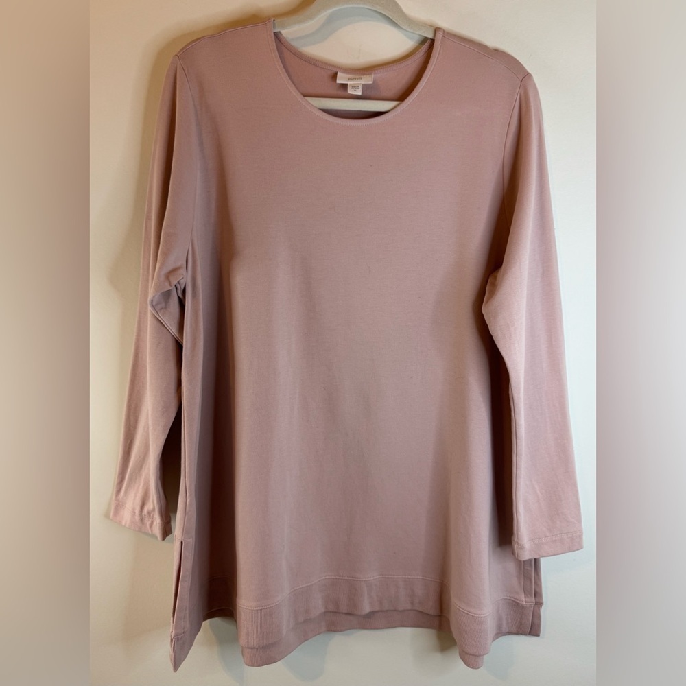 NEW PURE JILL J. JILL Pima Cotton Blush Pink Long Sleeve Tunic Top Size XL